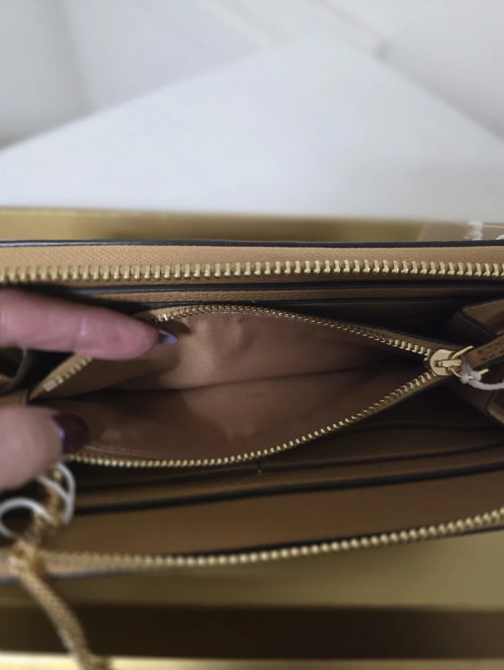 Tory Burch Tan Zip-Around Leather Wallet